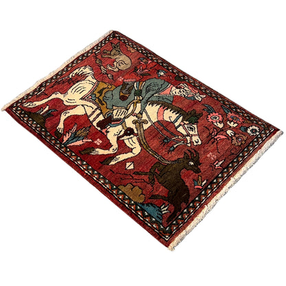  Poshti Teppich Hamedan Rot, 83x61cm - Premium Poshti Teppich from German Carpet Shop - Just €149! Shop now at German Carpet Shop