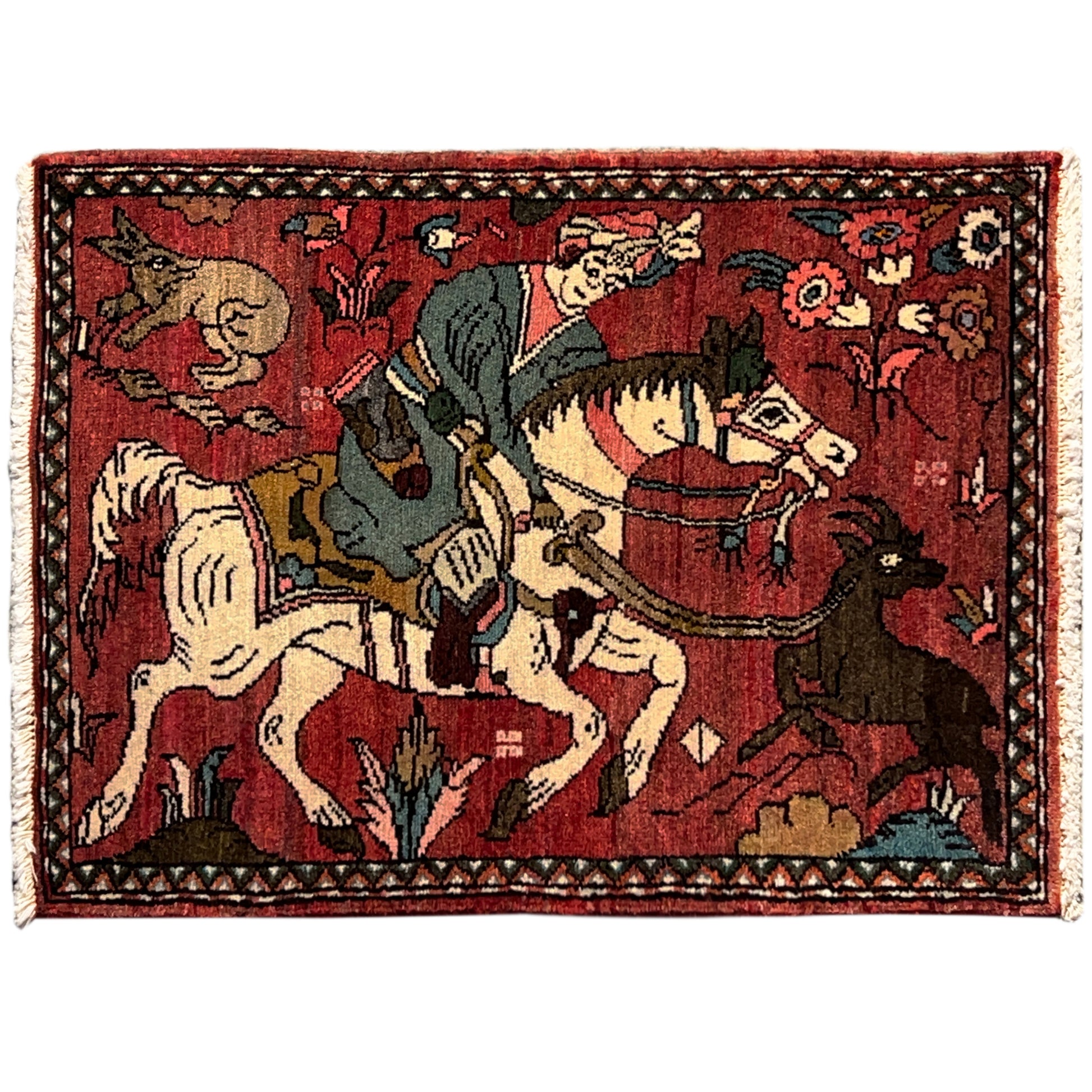  Poshti Teppich Hamedan Rot, 83x61cm - Premium Poshti Teppich from German Carpet Shop - Just €149! Shop now at German Carpet Shop