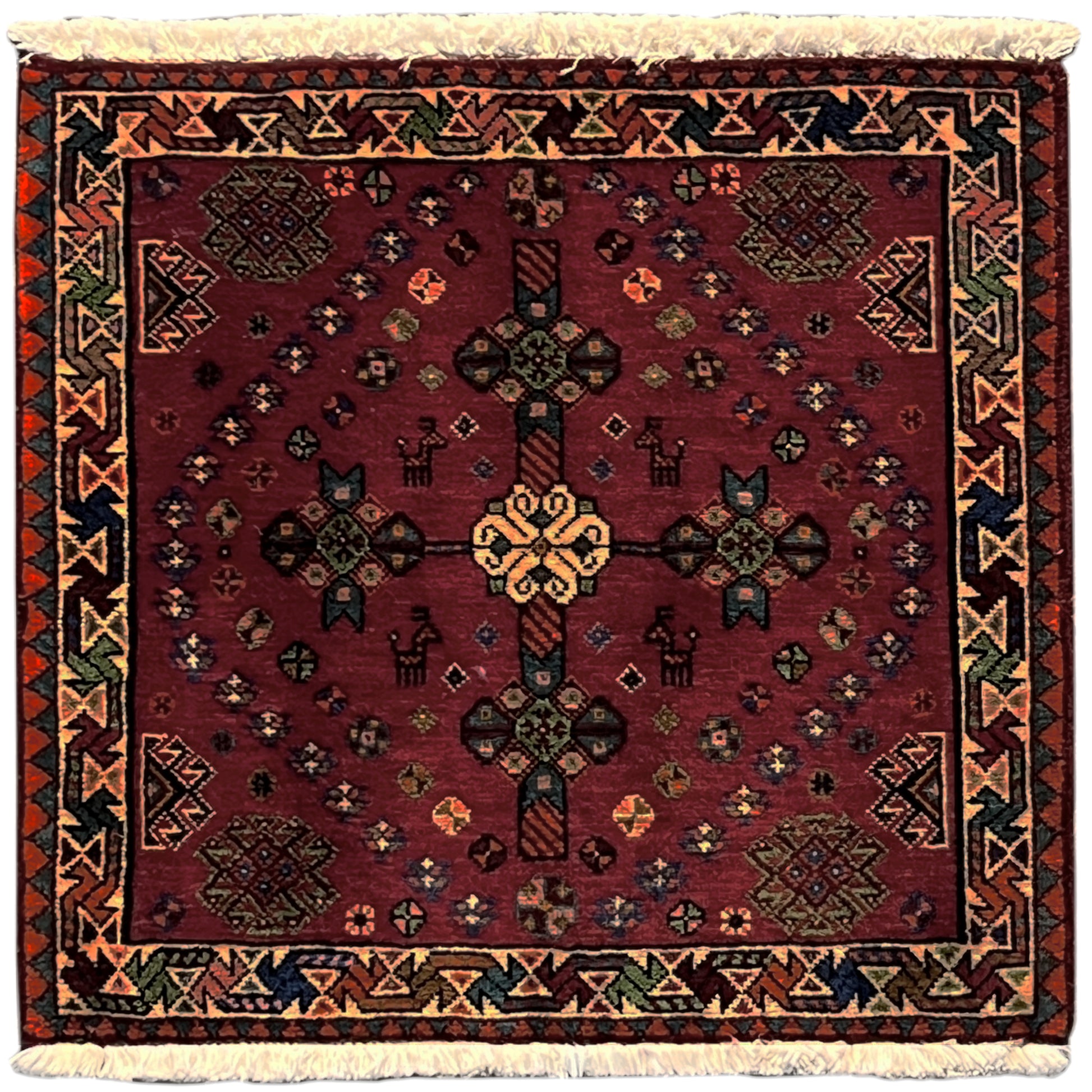 Poshti Teppich, Rot, 55x56cm - German Carpet Shop