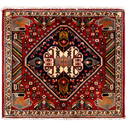 Oriental rug with border and red pattern, central medallion