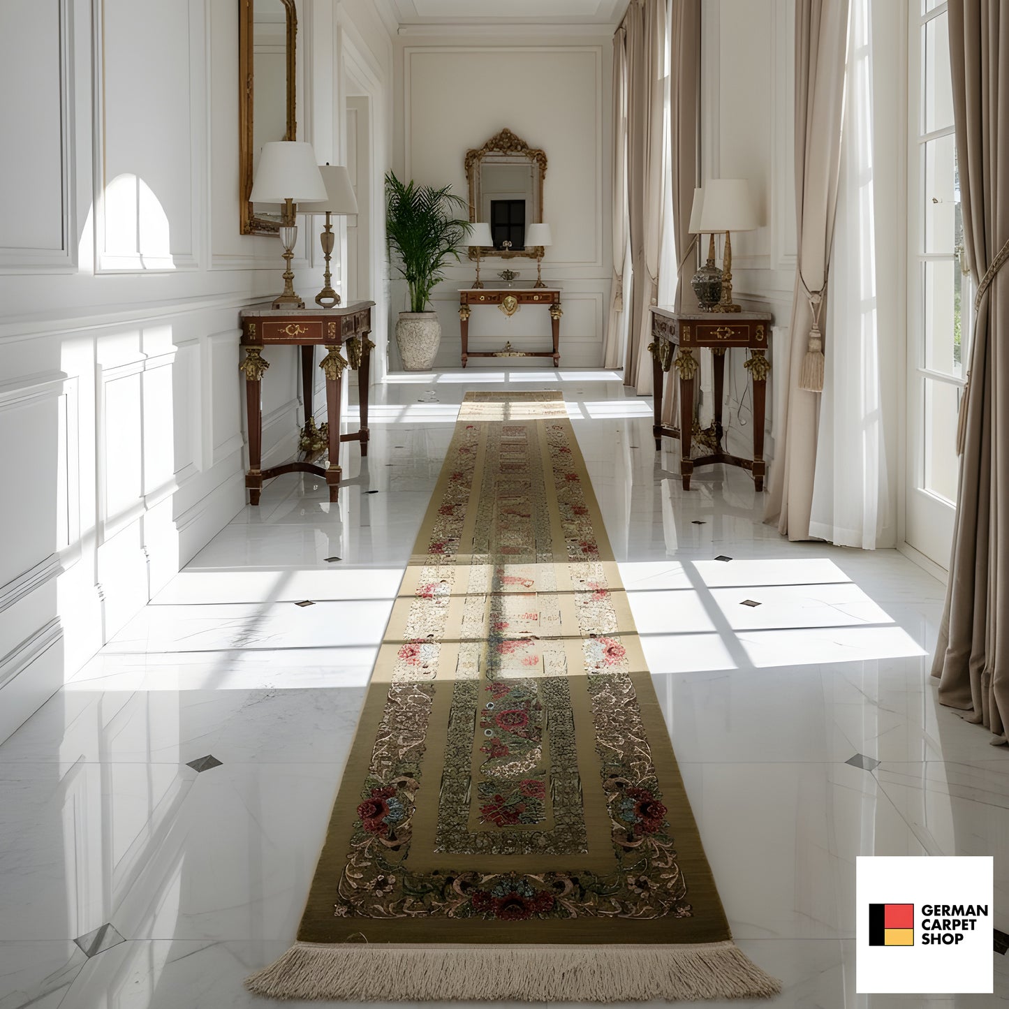 Ghom Silk Carpet - 904736 (195x53 cm)