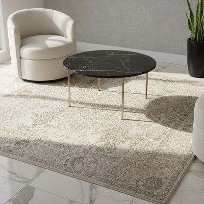 Wohnzimmer Moderner Woll-Viskose Teppich im Used Look 318x219 cm