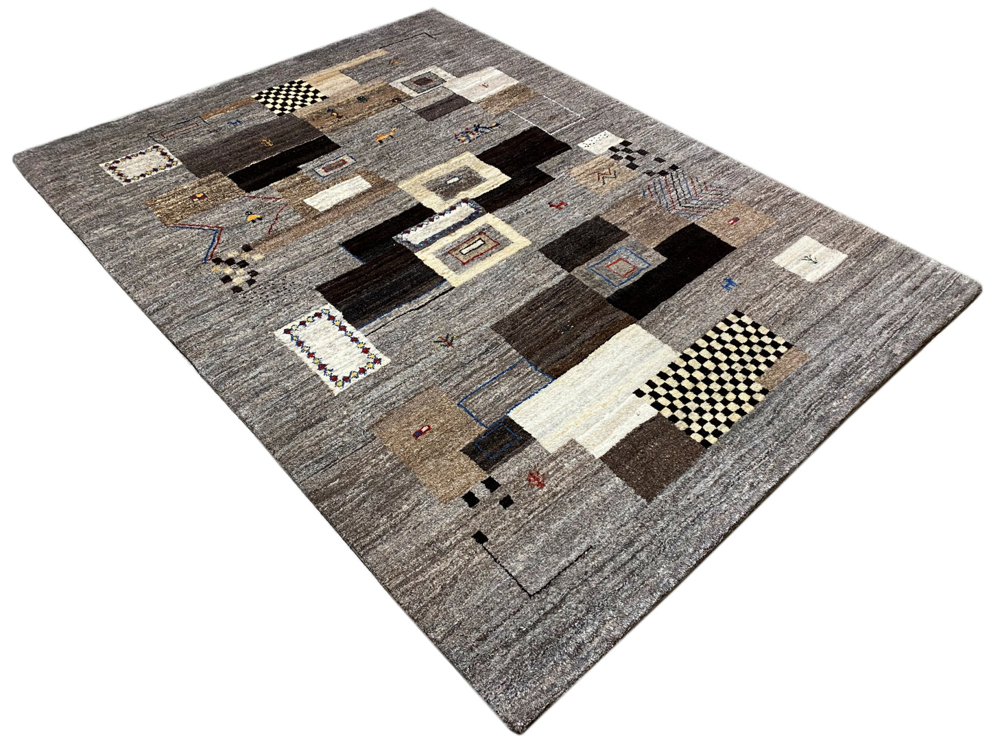 Moderner Gabbeh Teppich grau mehrfarbig 235x171 cm