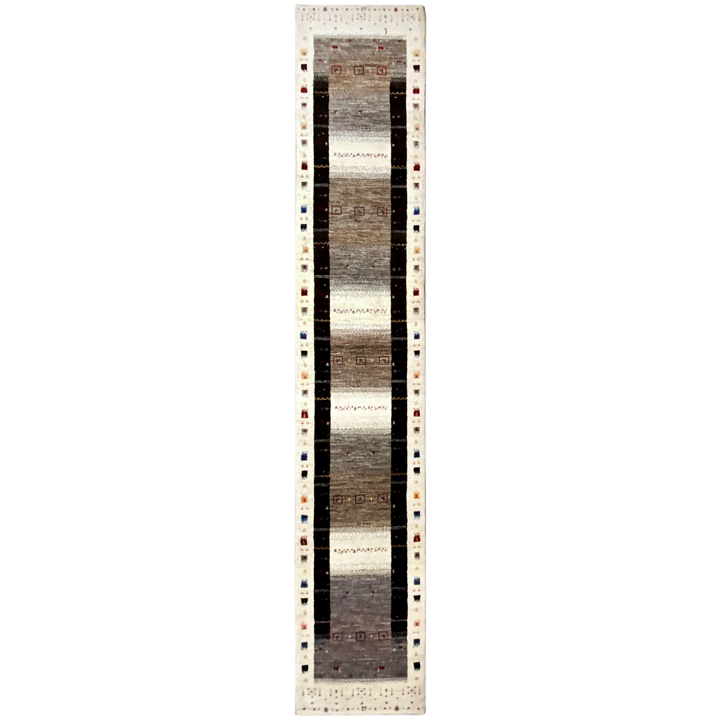 Handgeknüpfter Gabbeh Teppich aus Wolle in Beige und Grau