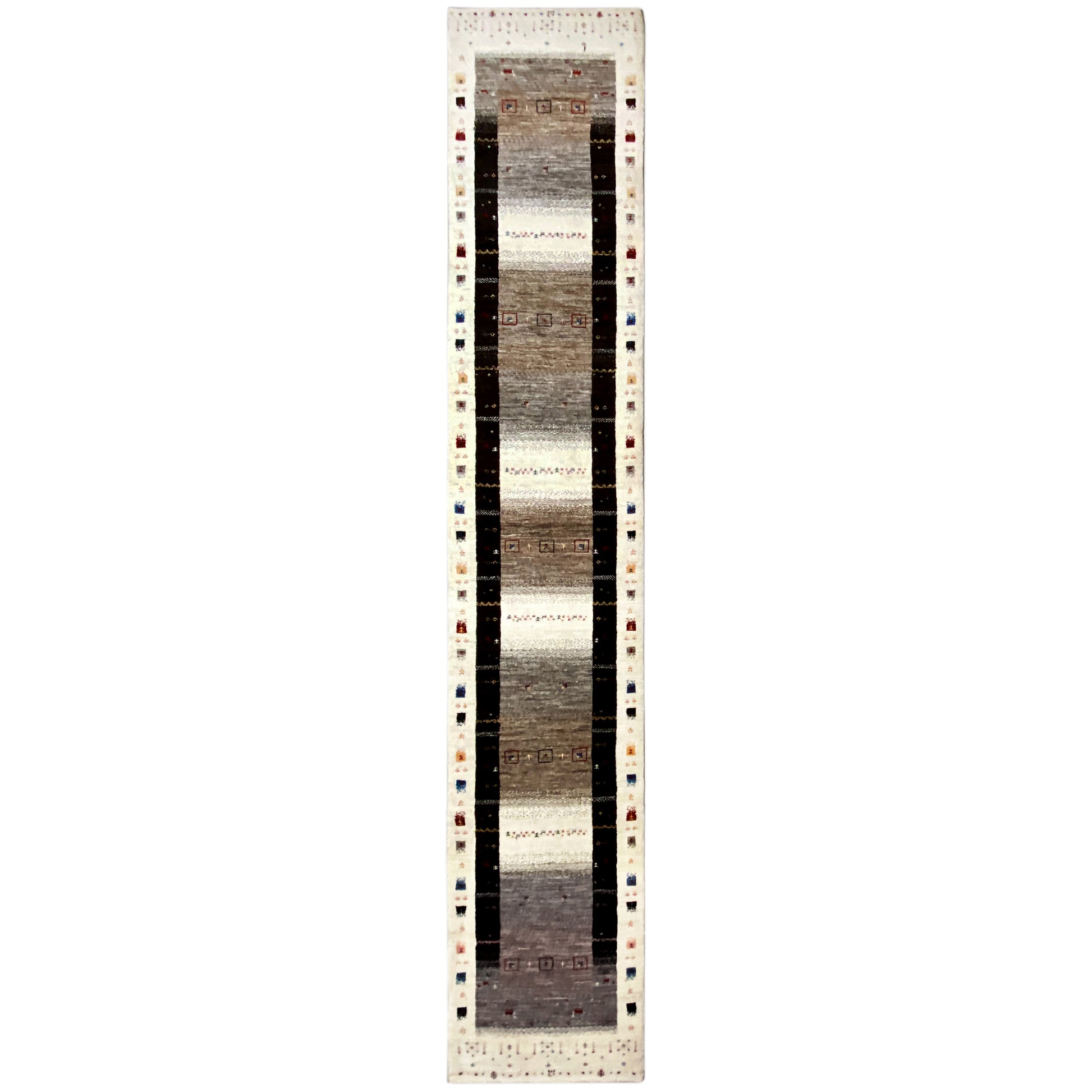 Handgeknüpfter Gabbeh Teppich aus Wolle in Beige und Grau