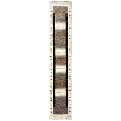 Handgeknüpfter Gabbeh Teppich aus Wolle in Beige und Grau