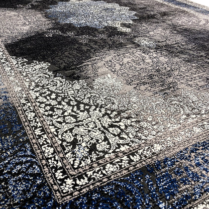 Gewebter Teppich Amsterdam klassisch Schwarz Blau 160x230 langlebig

