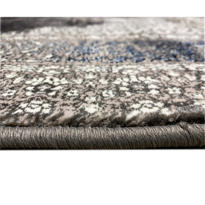 Polypropylen Teppich Amsterdam Medaillon Design Schwarz Blau 160x230

