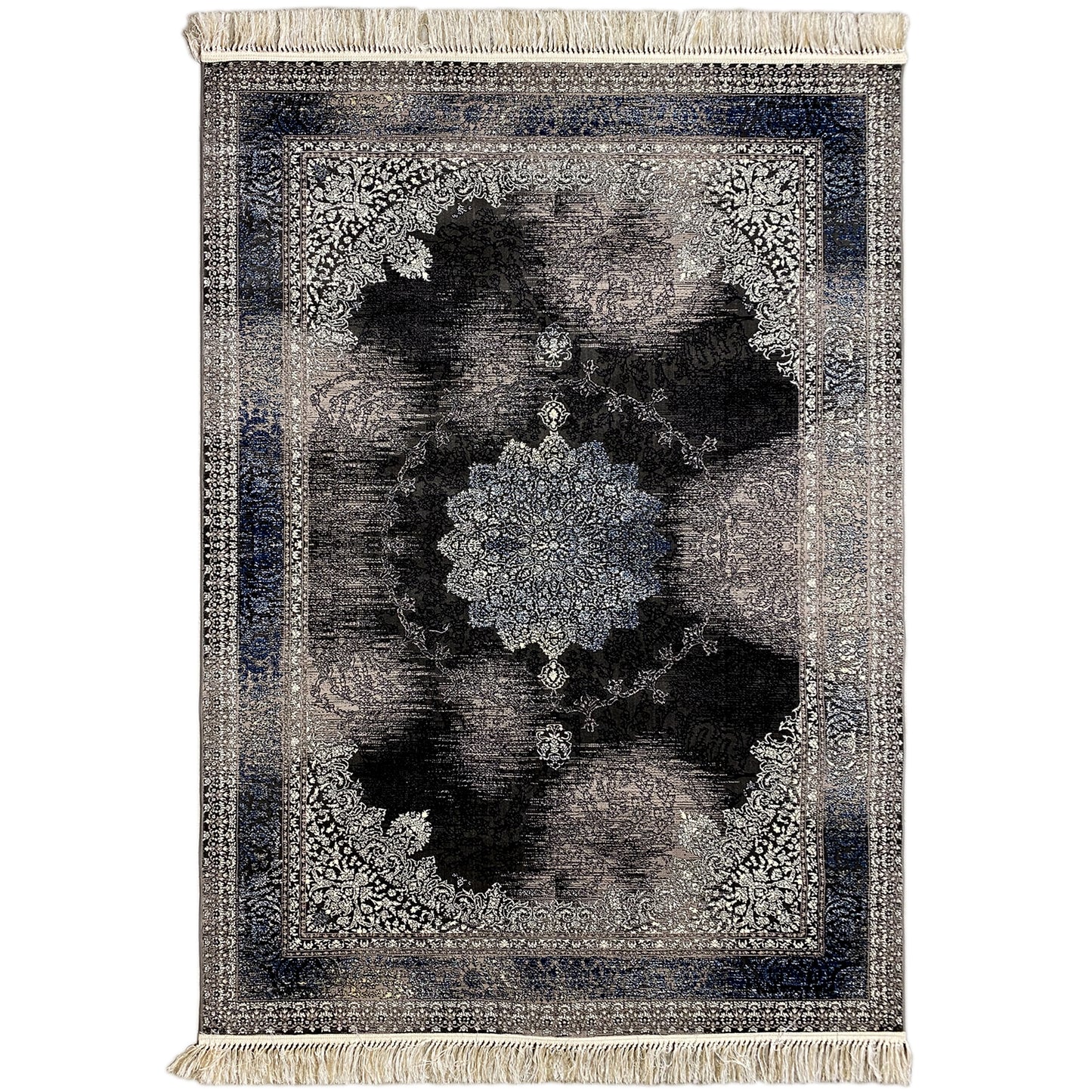 Amsterdam Orientteppich Polypropylen Schwarz Blau 160x230 Wohnzimmer

