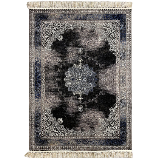 Amsterdam Orientteppich Polypropylen Schwarz Blau 160x230 Wohnzimmer


