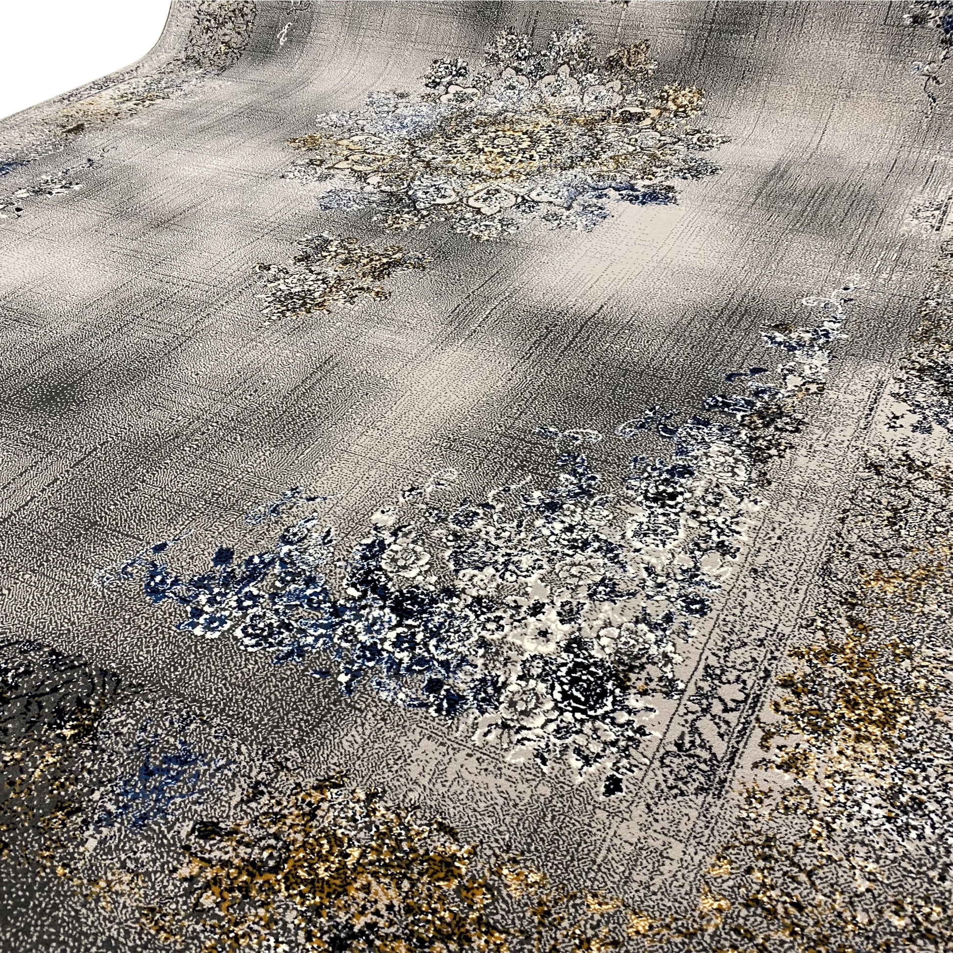 Gewebter Teppich Prag klassisch Schwarz Gold 160x230 langlebig

