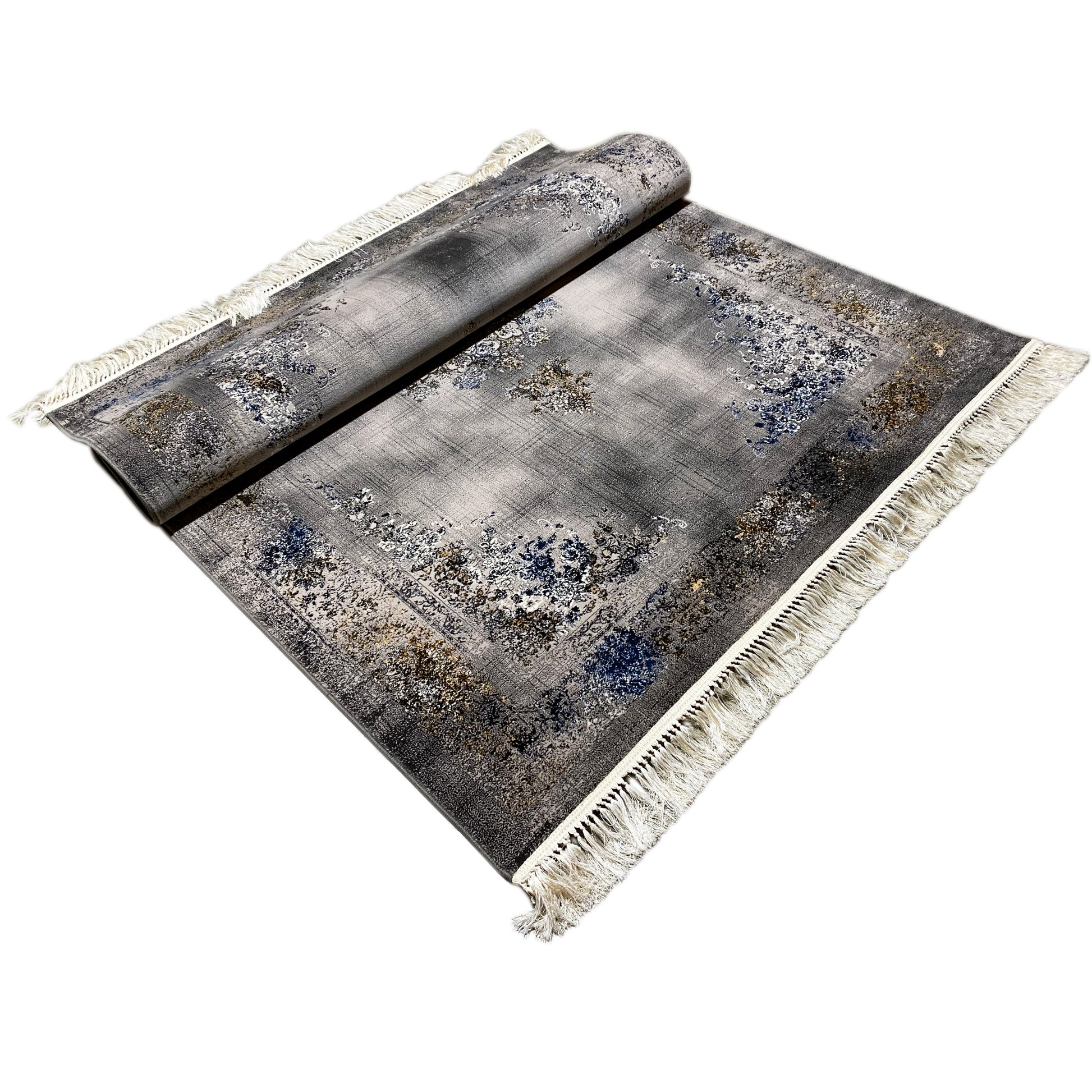 Teppich Prag floral Muster Schwarz Gold 160x230 maschinell gewebt

