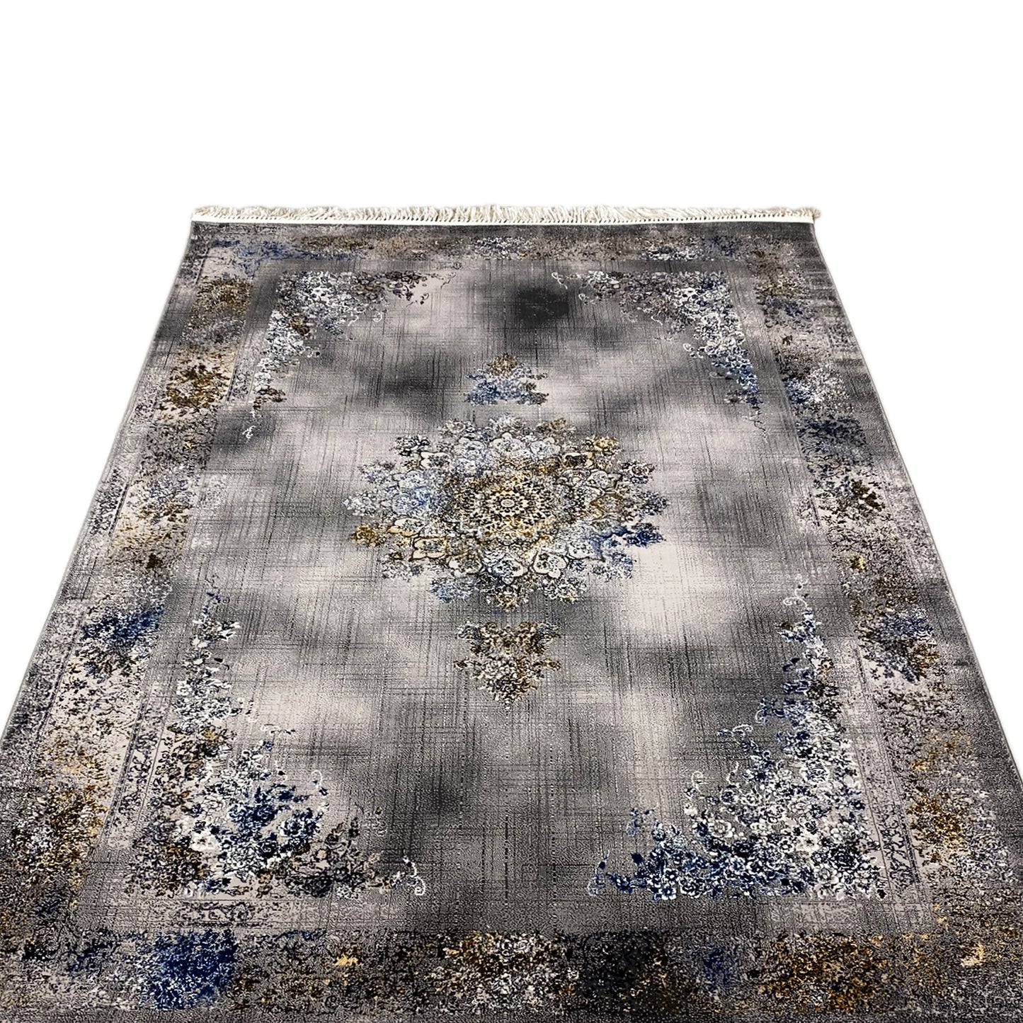 Maschinell gewebter Teppich Prag Schwarz Gold 160x230 klassisch

