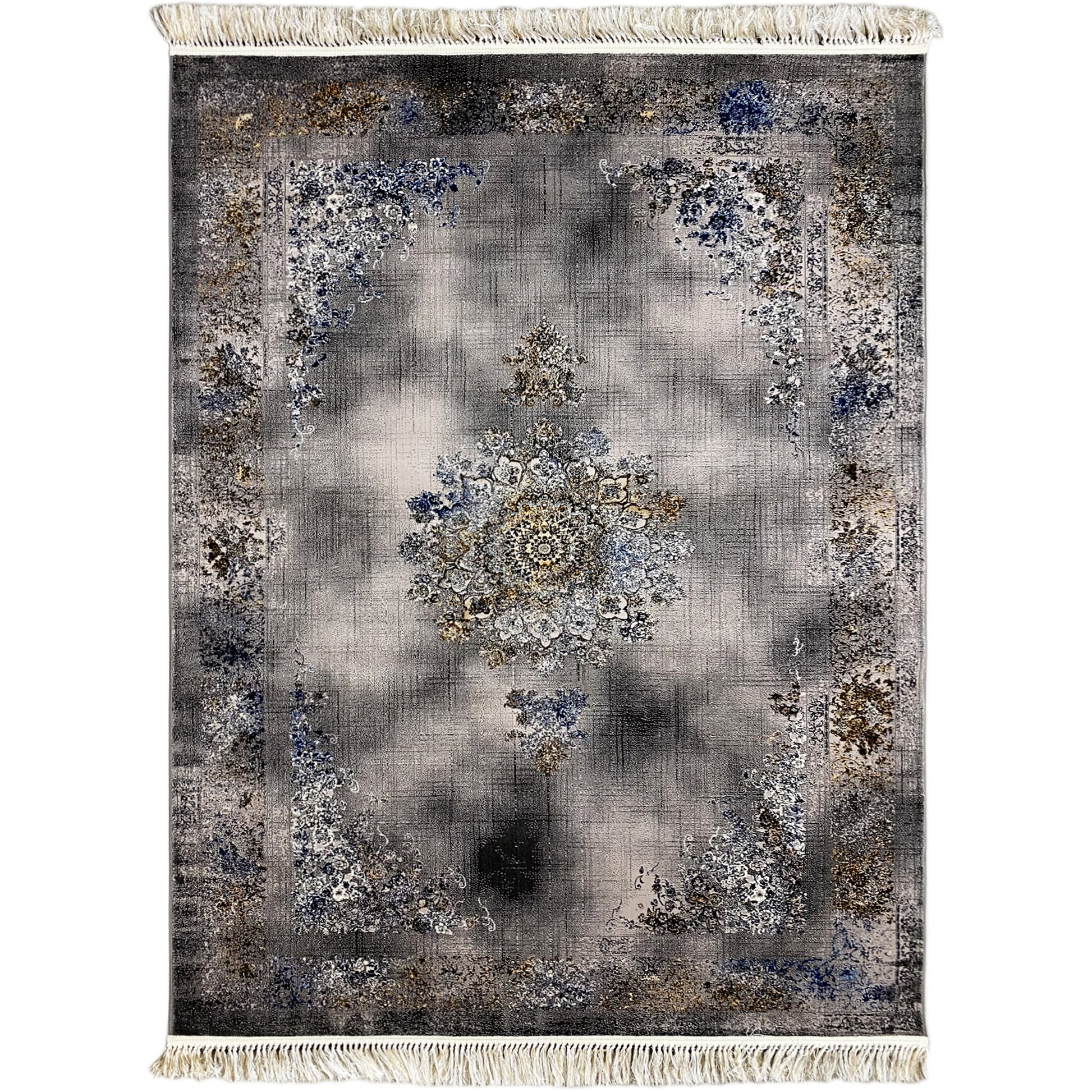 Prag Orientteppich Polypropylen Schwarz Gold 160x230 Wohnzimmer

