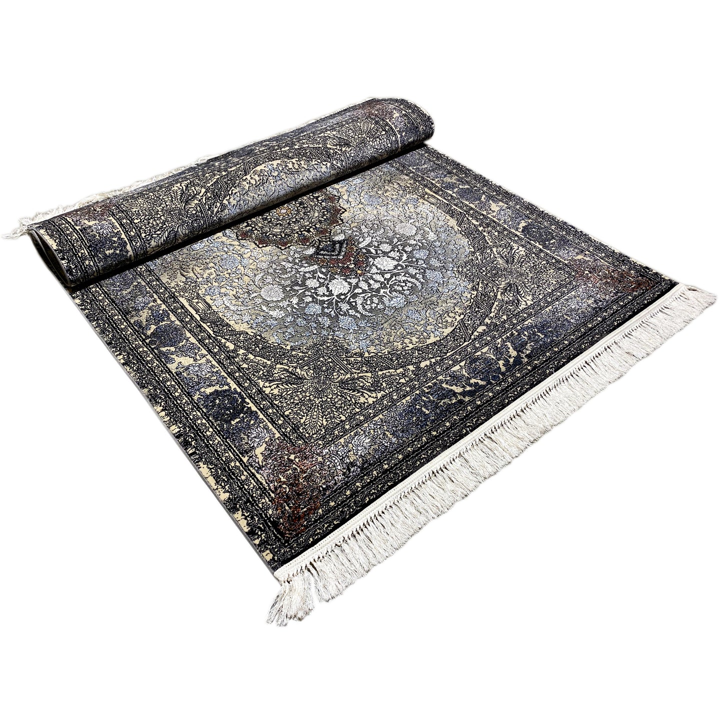 Gewebter Teppich Madrid klassisch Schwarz Gold 160x230 langlebig

