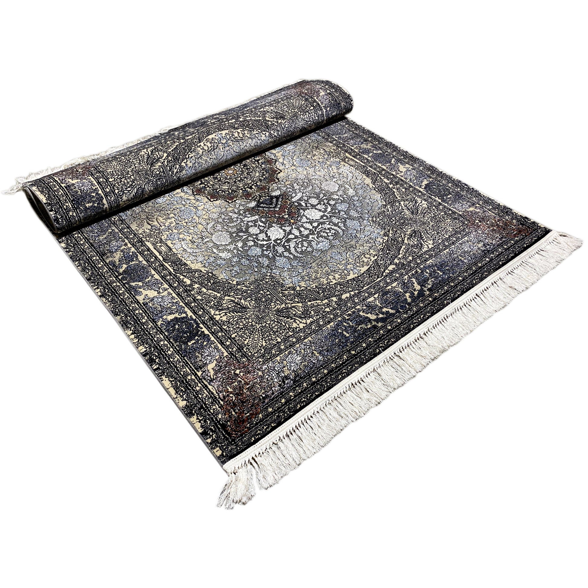 Gewebter Teppich Madrid klassisch Schwarz Gold 160x230 langlebig

