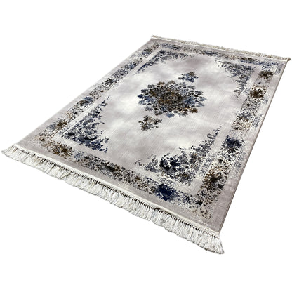 Woven teppich kaufen Medaillon Blau Braun 160x230 klassisches Dekor

