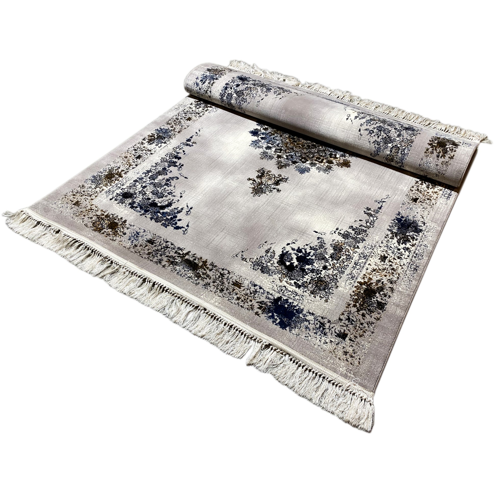 Orientteppich Medaillon Blau Braun 160x230 für moderne Einrichtung

