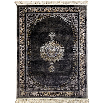 Teppich Polypropylen Medaillon Schwarz Grau 160x230 für Wohnzimmer

