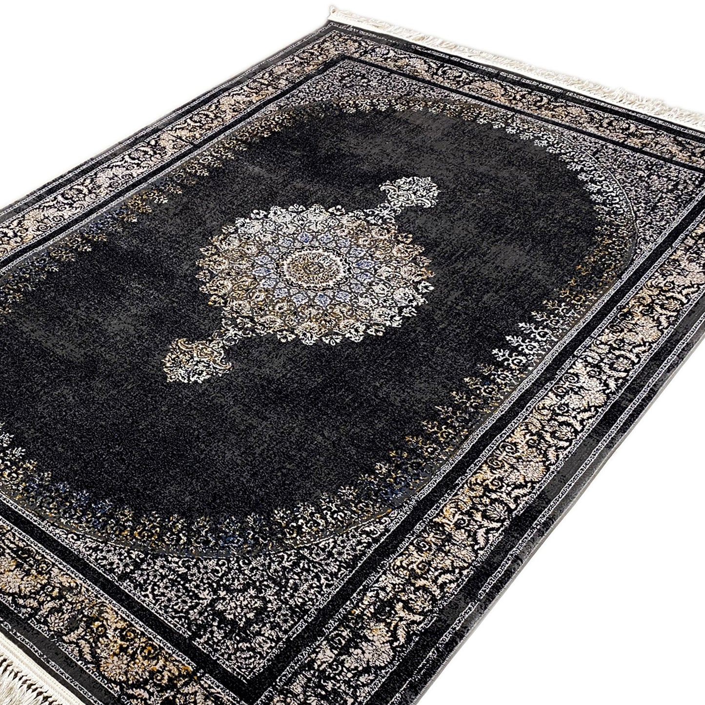 Klassischer Teppich Schwarz Grau Polypropylen 160x230 dekorativ

