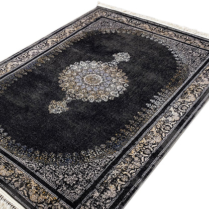 Klassischer Teppich Schwarz Grau Polypropylen 160x230 dekorativ

