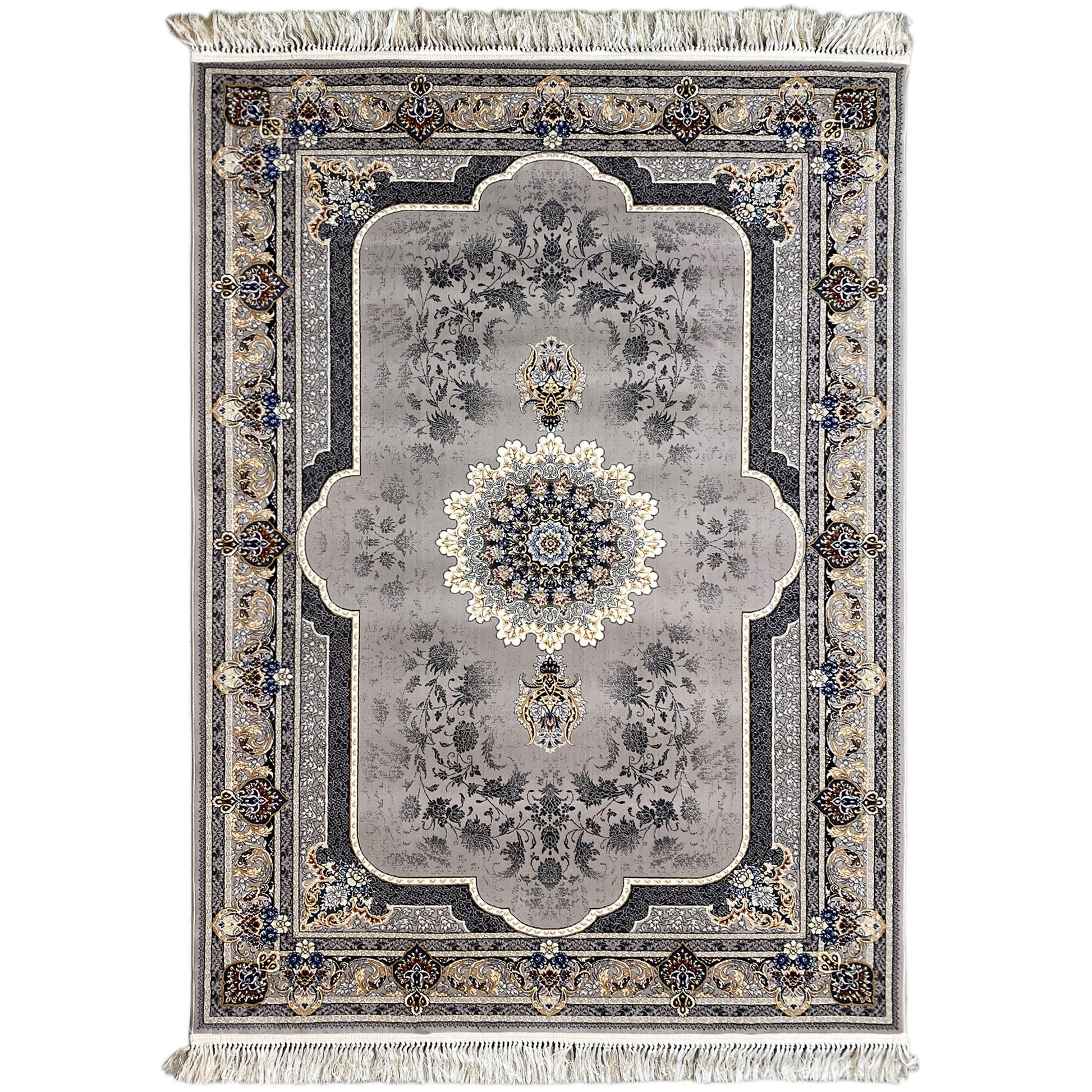 Orientteppich Polypropylen Medaillon Grau Beige 160x230 Wohnzimmer

