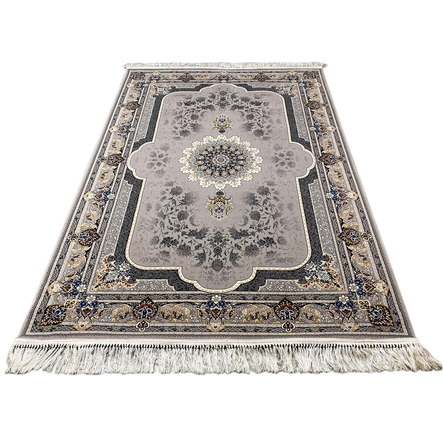 Orientalischer Teppich Polypropylen Medaillon Beige Grau 160x230

