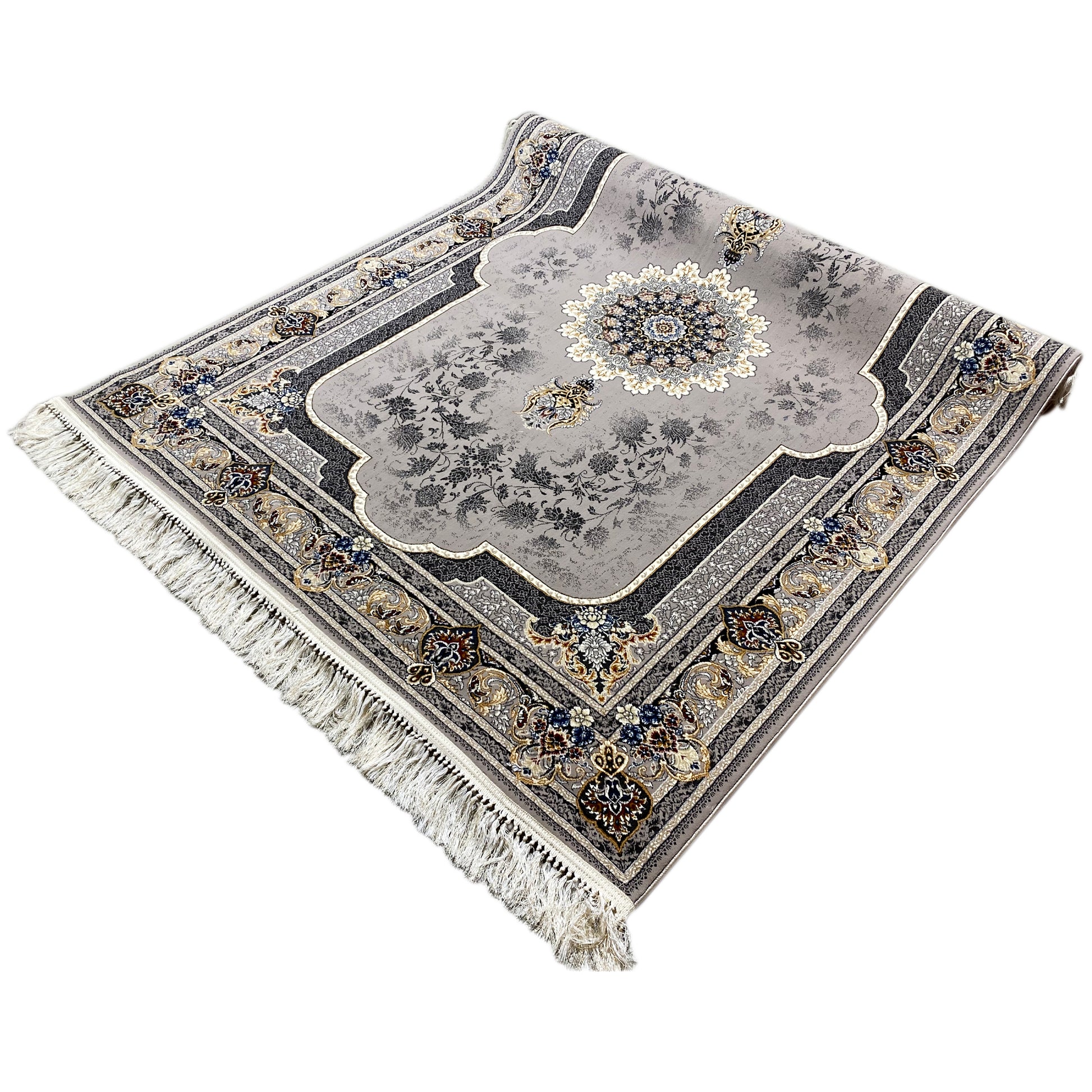 Klassischer Teppich Polypropylen Medaillon Grau Beige 160x230

