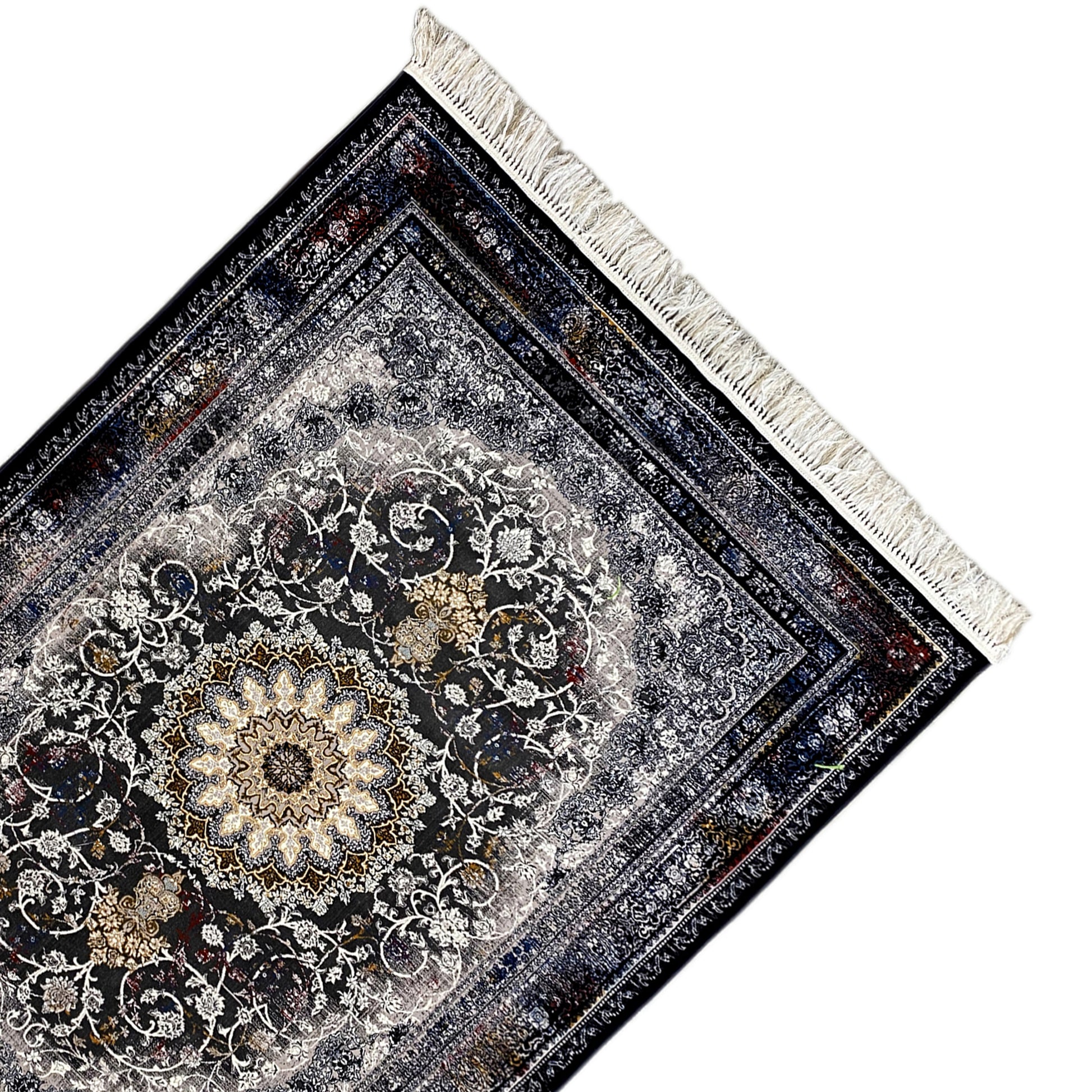 Schlafzimmerteppich Medaillon Schwarz Gold 160x230 Langlebig

