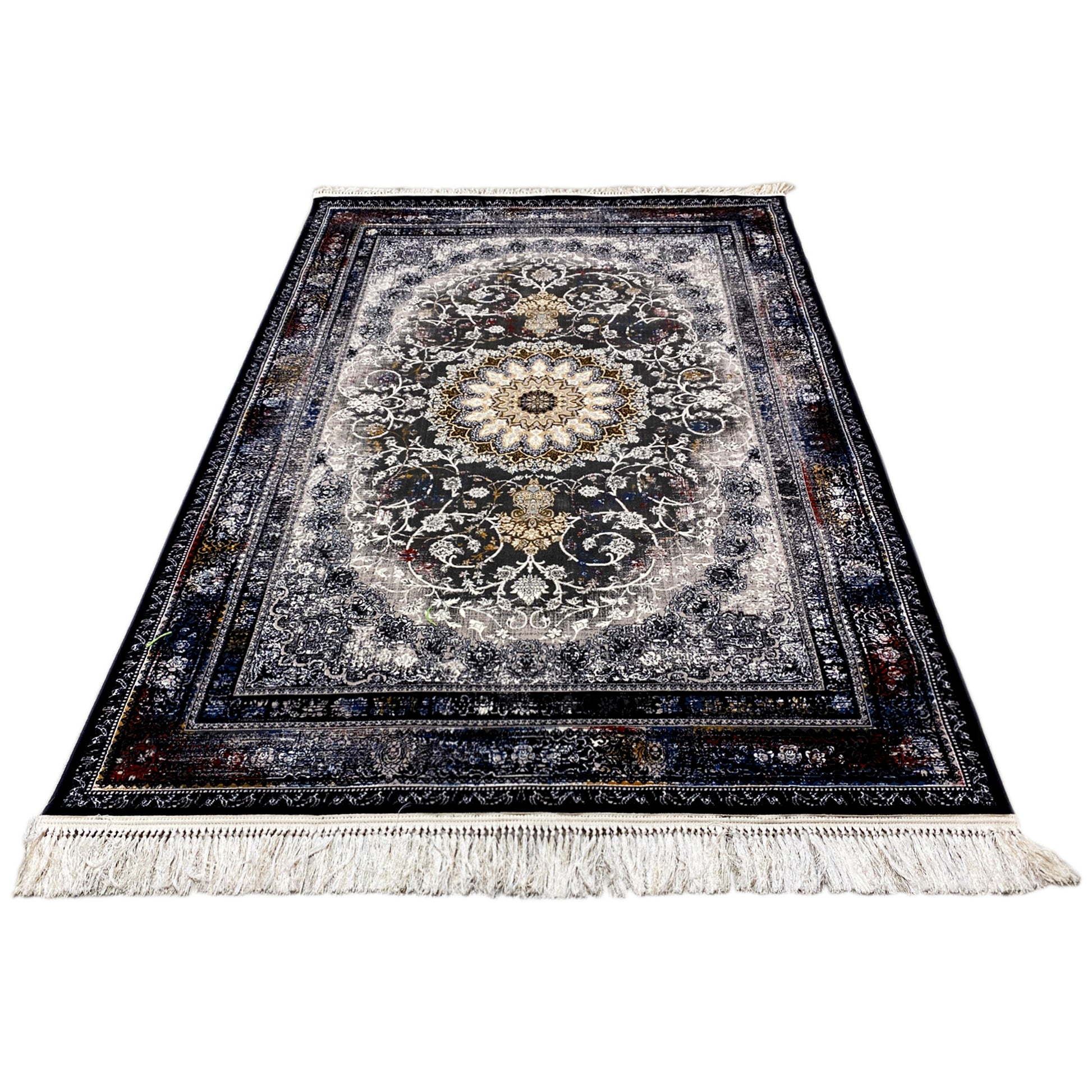 Gewebter Teppich Polypropylen orientalisch Schwarz Weiß 160x230 Esszimmer

