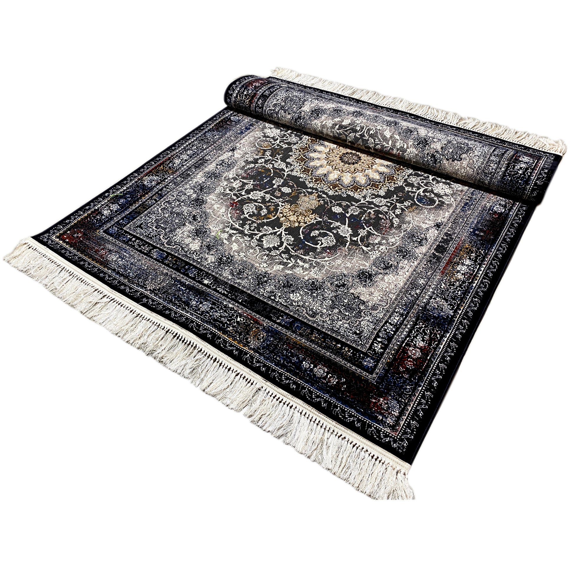 Orientalischer Teppich Medaillon Schwarz Weiß 160x230 Home Decor

