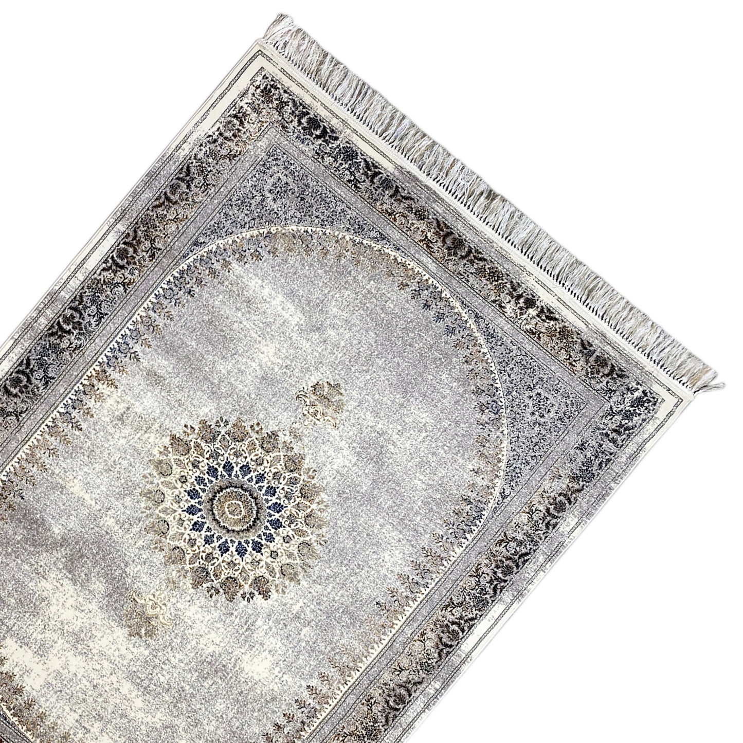 Schicker Schlafzimmer Teppich im Vintage-Stil mit elegantem Rand und Medaillon