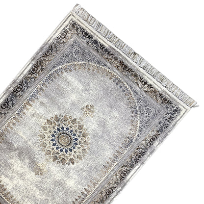 Schicker Schlafzimmer Teppich im Vintage-Stil mit elegantem Rand und Medaillon