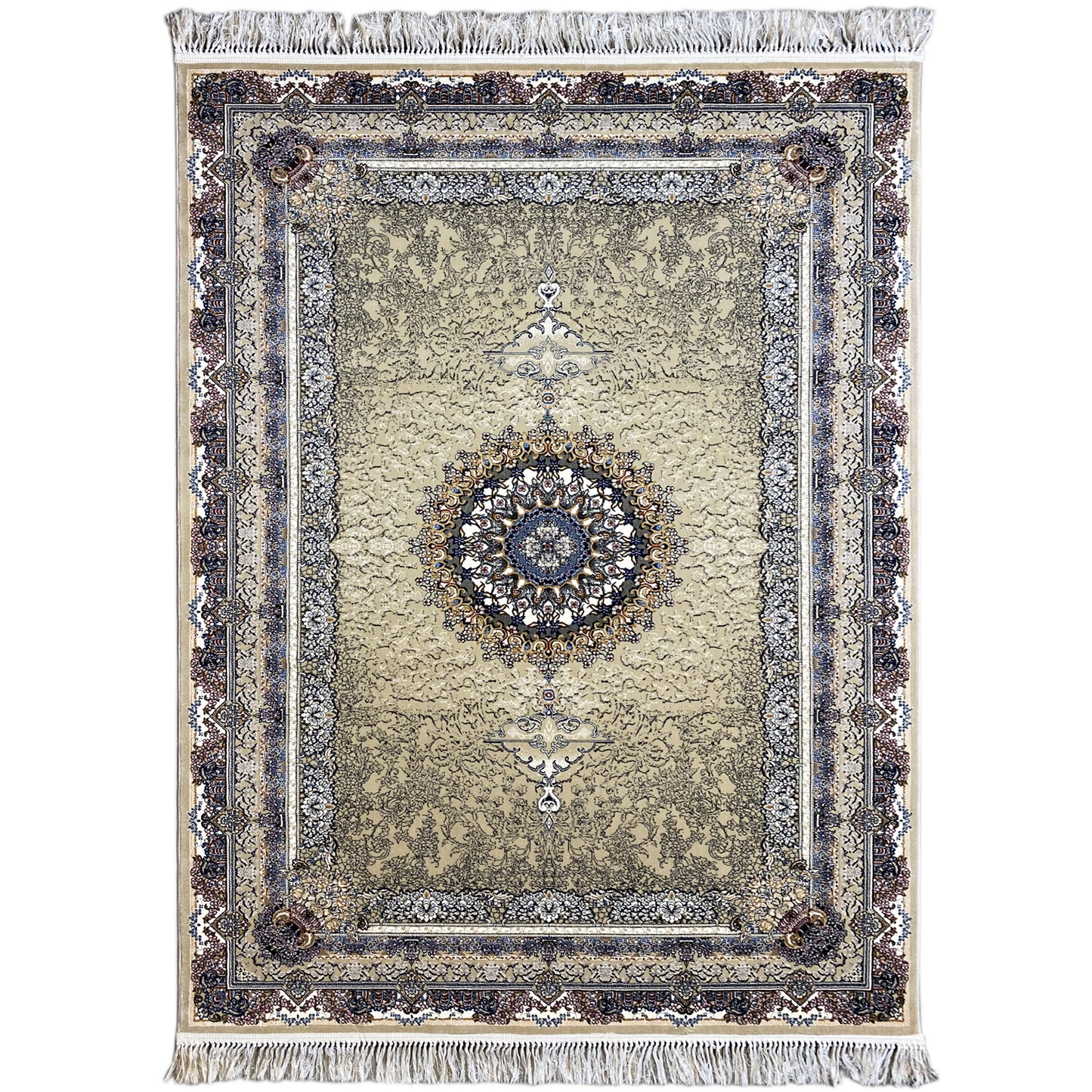 Gewebter Teppich Polypropylen Vintage Medaillon Beige 160x230 Stuttgart Wohnzimmer