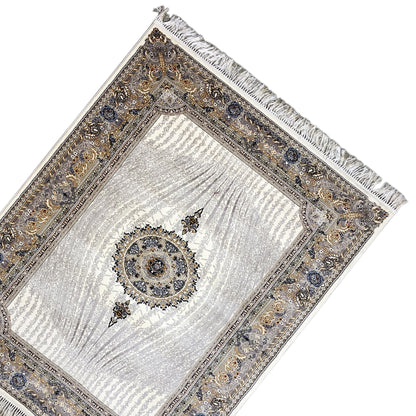 Grau-beiger Teppich Vintage Medaillon 160x230 für Esszimmer