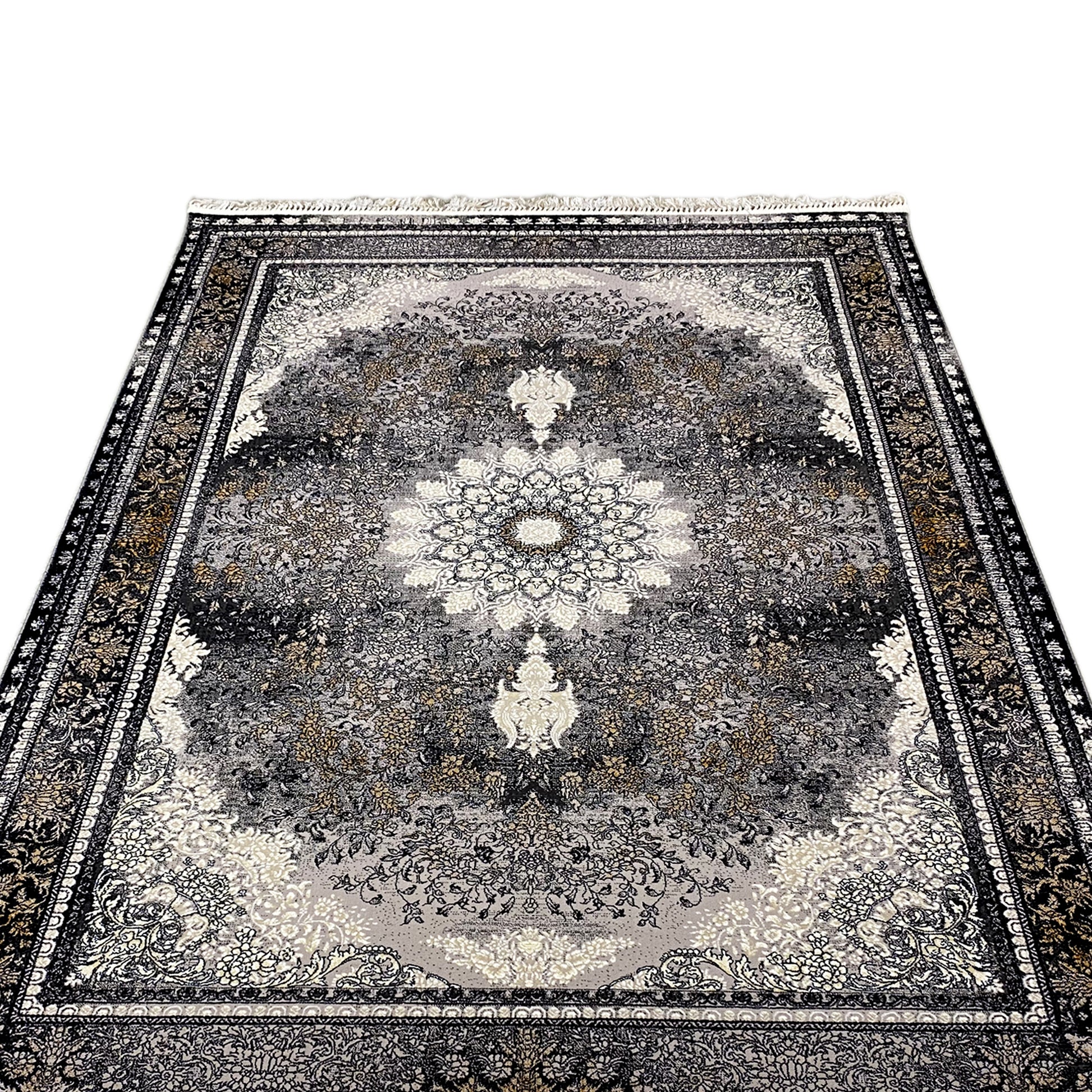 Gewebte teppich, deutscher Stil, Polypropylen, 160x230 Größe, traditionelles graues Muster.