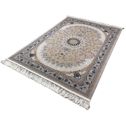 Gewebter Teppich kaufen pflegeleicht elegant Medaillon.