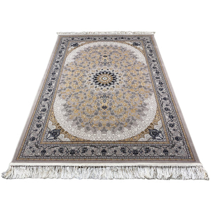 Teppich maschinell Medaillon Muster Gold/Grau 160x230.