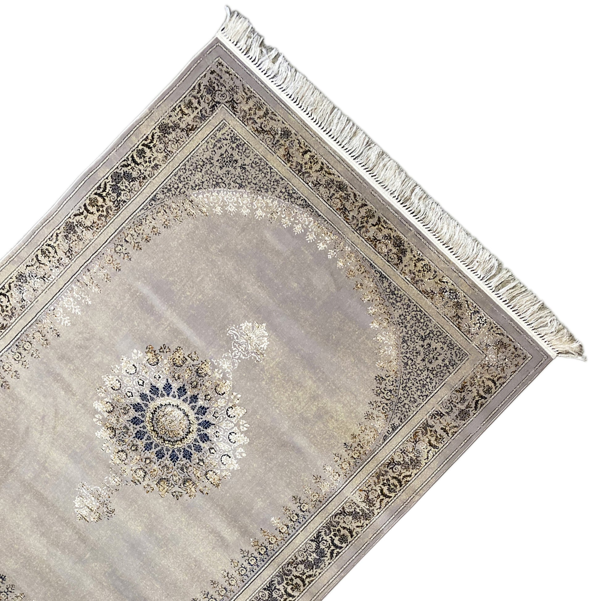 Orientteppich Woven Polypropylen florales Design Beige Dunkelblau