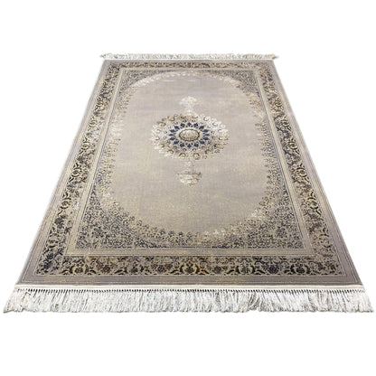 Maschinengewebter Teppich Polypropylen klassisch-orientalischer Stil Beige Dunkelblau