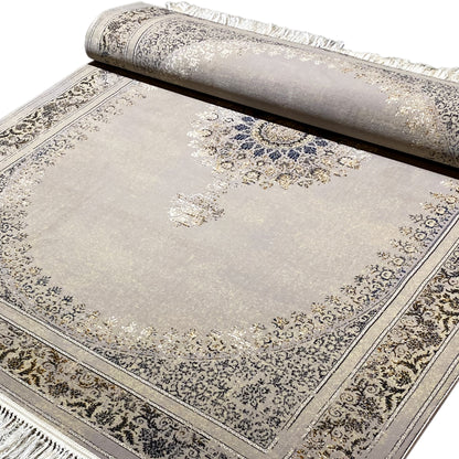 Woven-Teppich Polypropylen beiges orientalisches Design mit Blumenmotiven