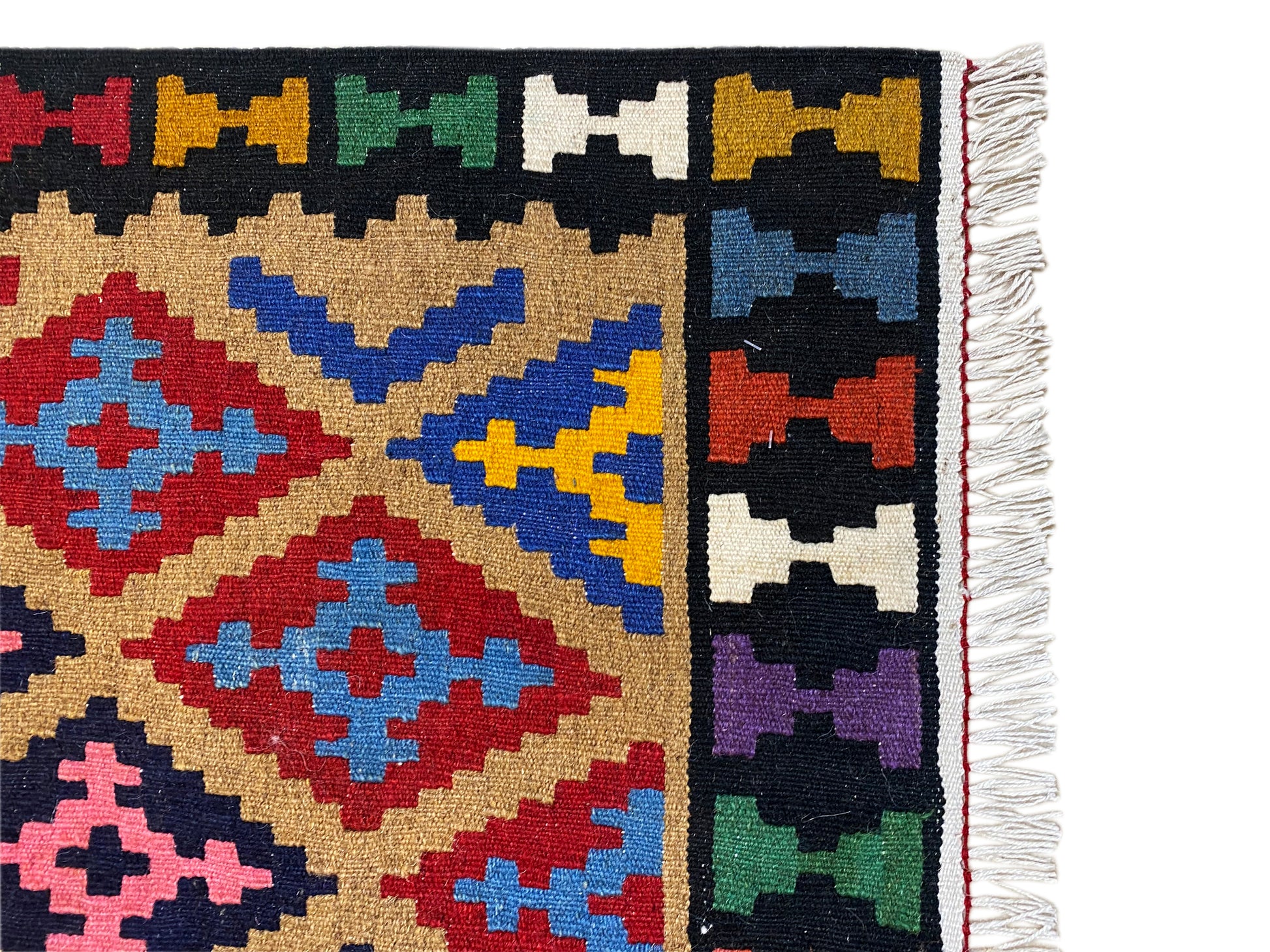 Traditioneller Qashqai Kelim Teppich aus 100% Wolle für Wohnzimmer und Flur