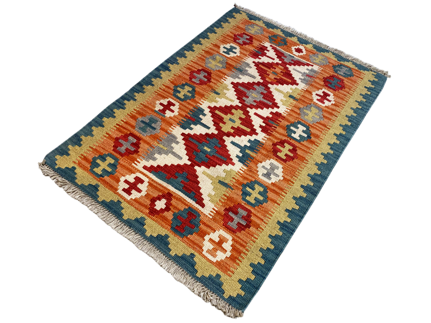 Qashqai Kelim Teppich 120x80 cm naturbelassenes Wollgewebe handgewebt