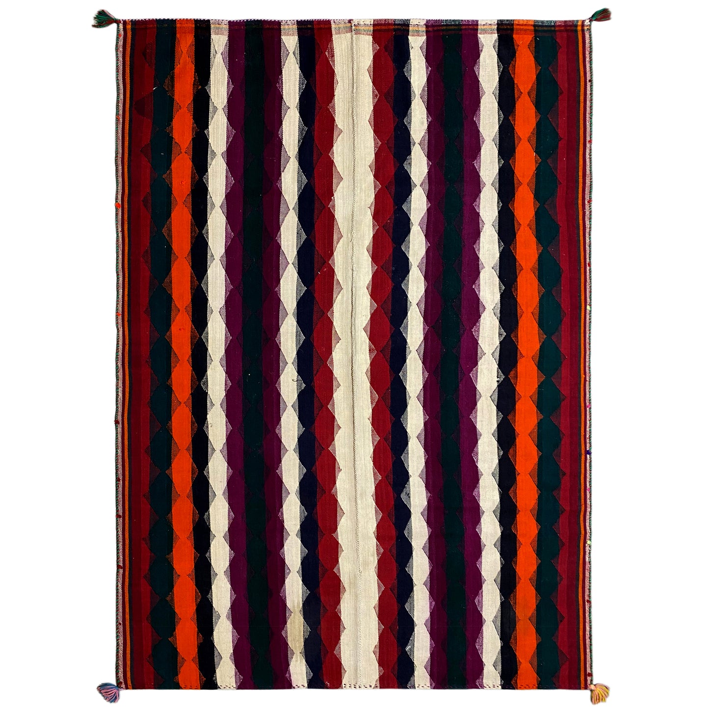 Handgewebter Jajim Teppich Wolle Mehrfarbig