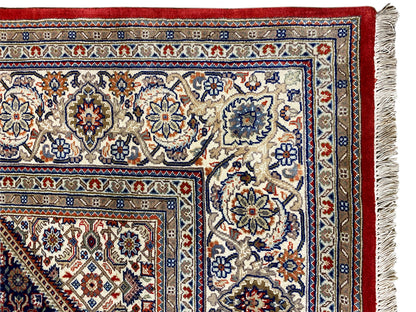 Edler Bidjar Orientteppich rot mit Medaillon und floralen Details, 255x202 cm, Wolle