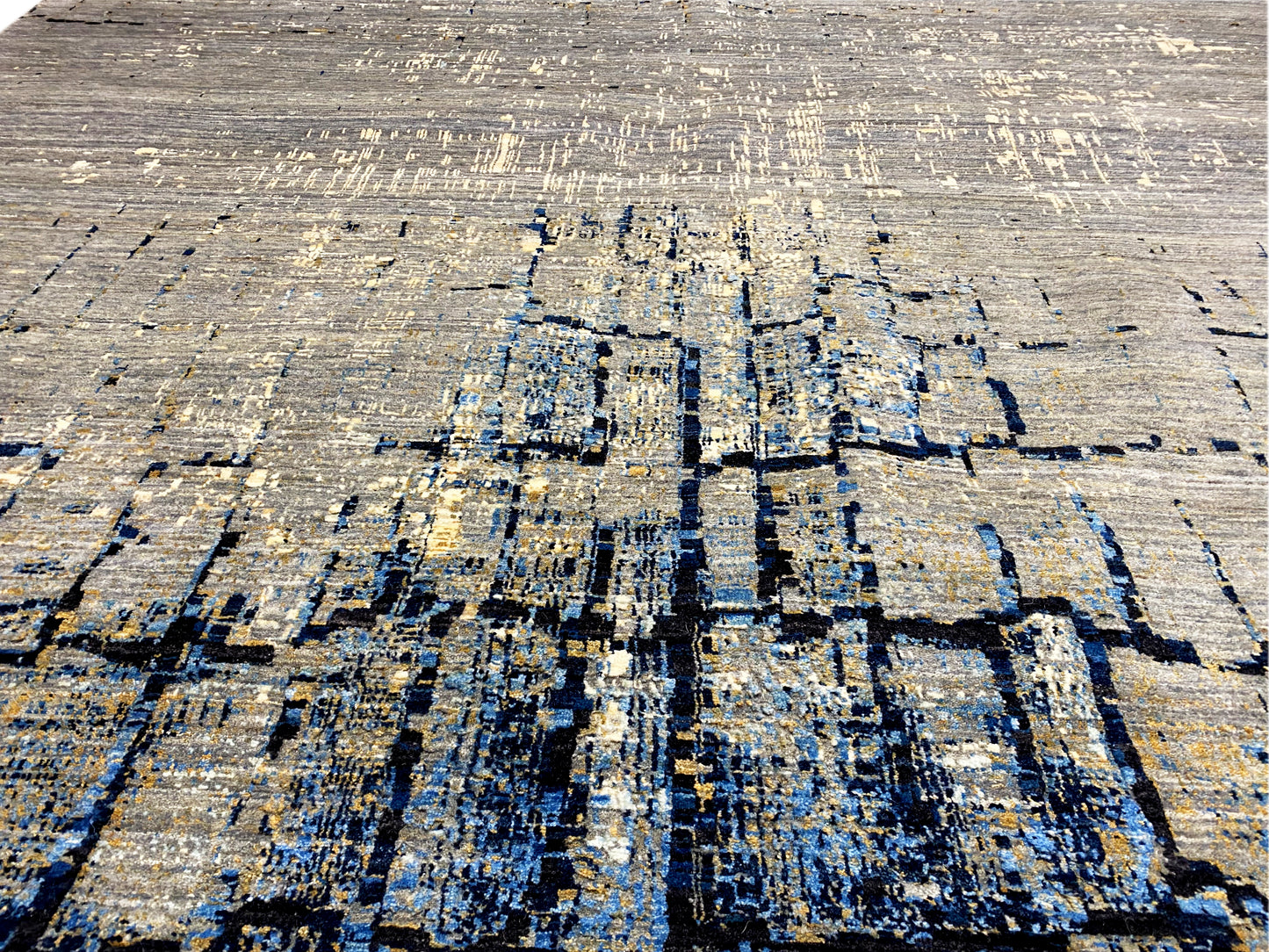 Eleganter moderner Teppich in Grau und Blau