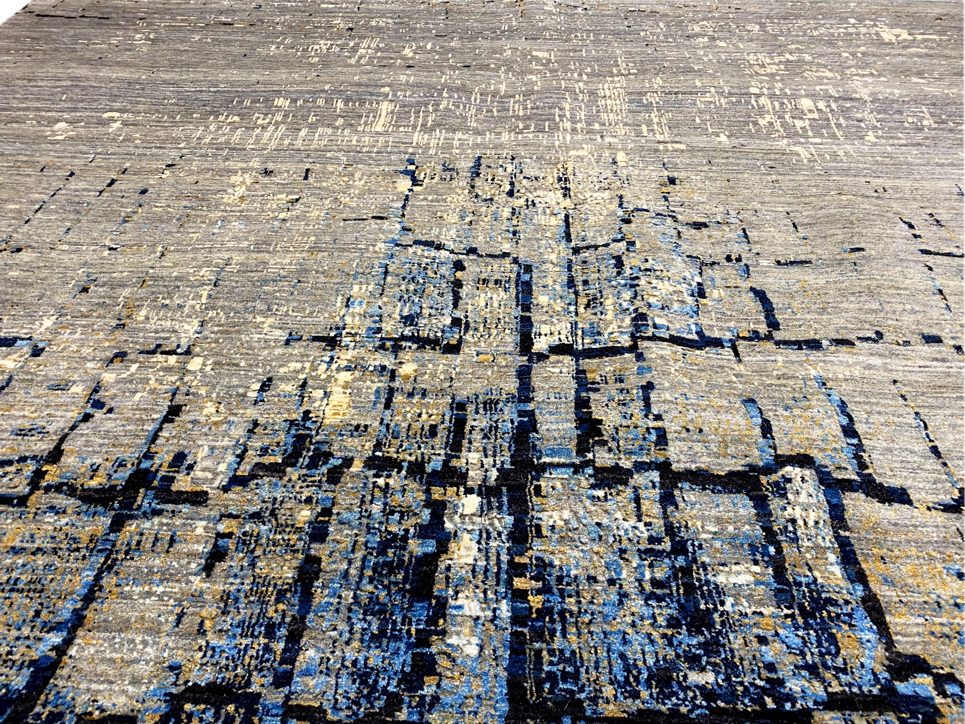 Eleganter moderner Teppich in Grau und Blau