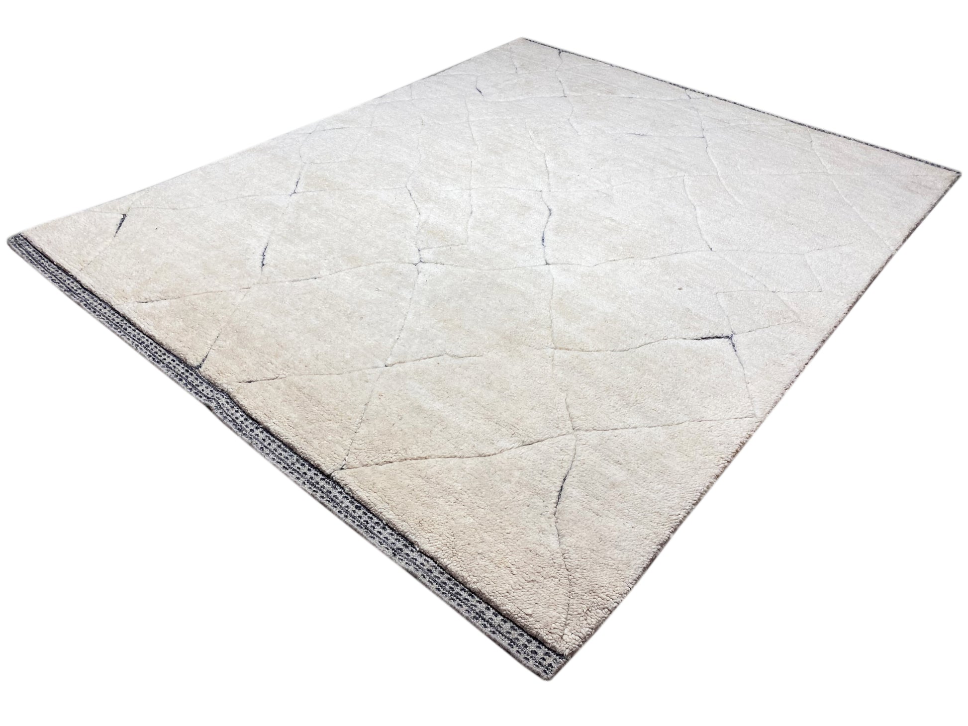 Neutraler Wollteppich im Berber Stil mit feinem Linienmuster