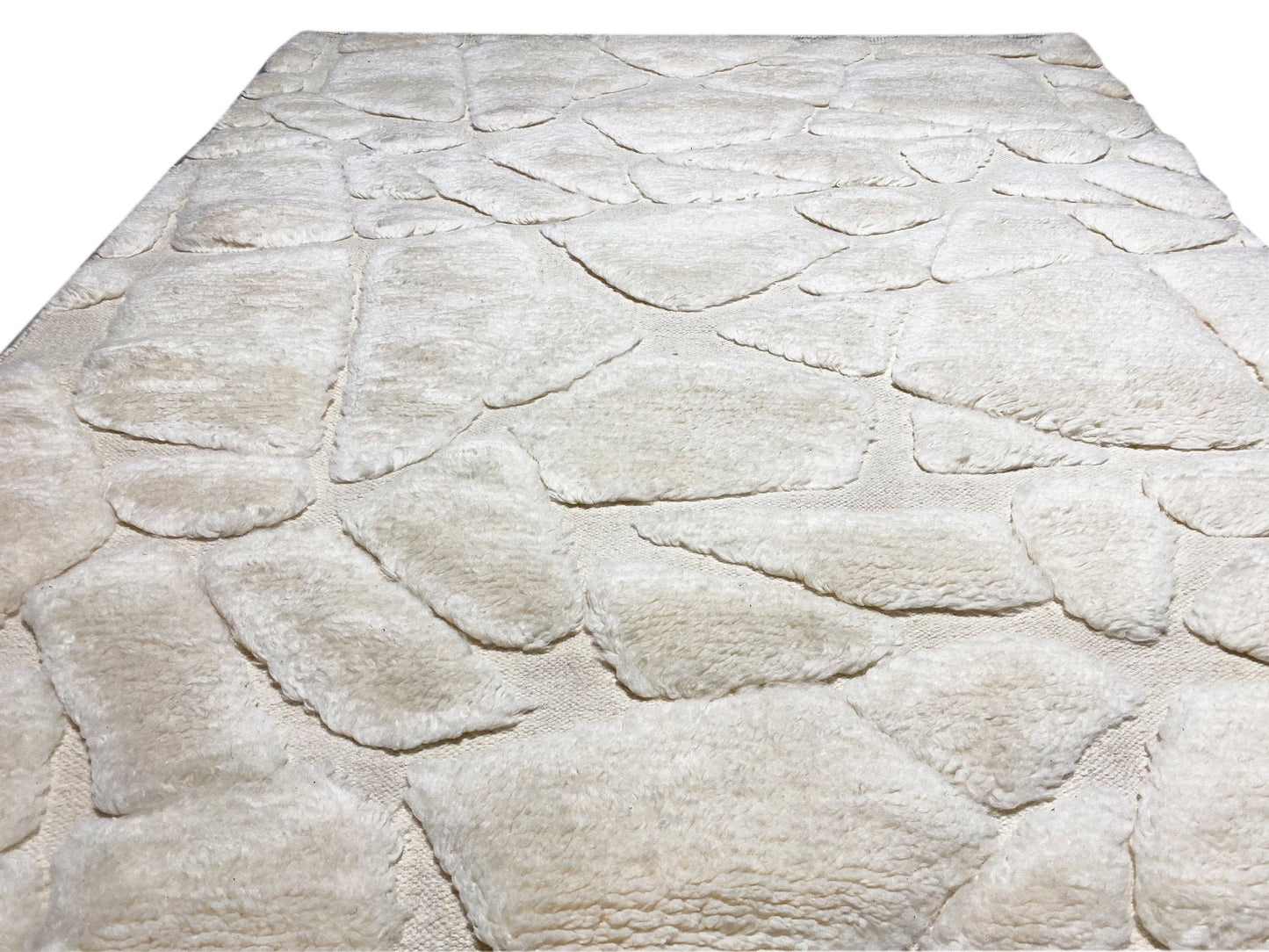 Strukturierter Wollteppich in Elfenbein für gemütliche Räume