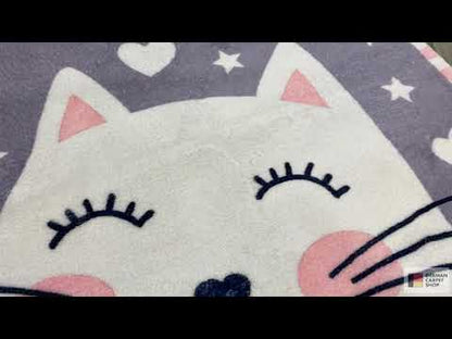 Round Children's Rug Cat, 100 cm
